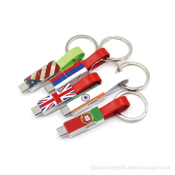 Yijiashishang Yj FASHION Smallest Portable Fast Charging Cable 3 in 1 USB Cable Keychain for iPhone + Micro usb + USB-C